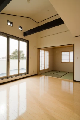 和室コーナーが奥側にあるキッチン眺望