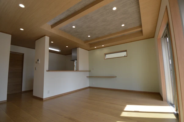 折上げ天井によりＬＤＫをより広く空間演出