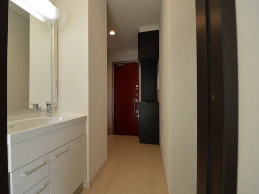 奥行スリム型のホール洗面化粧台